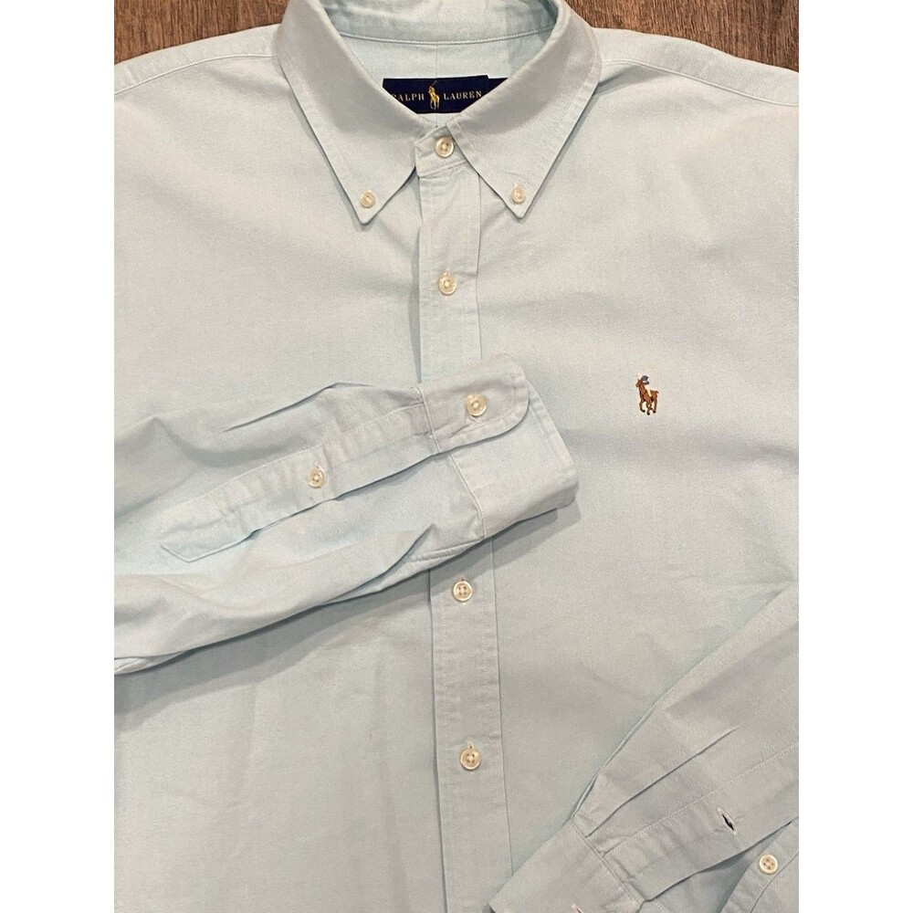 RALPH LAUREN POLO Men Cotton Button Up Long Sleeve Dress Shirt Large LG